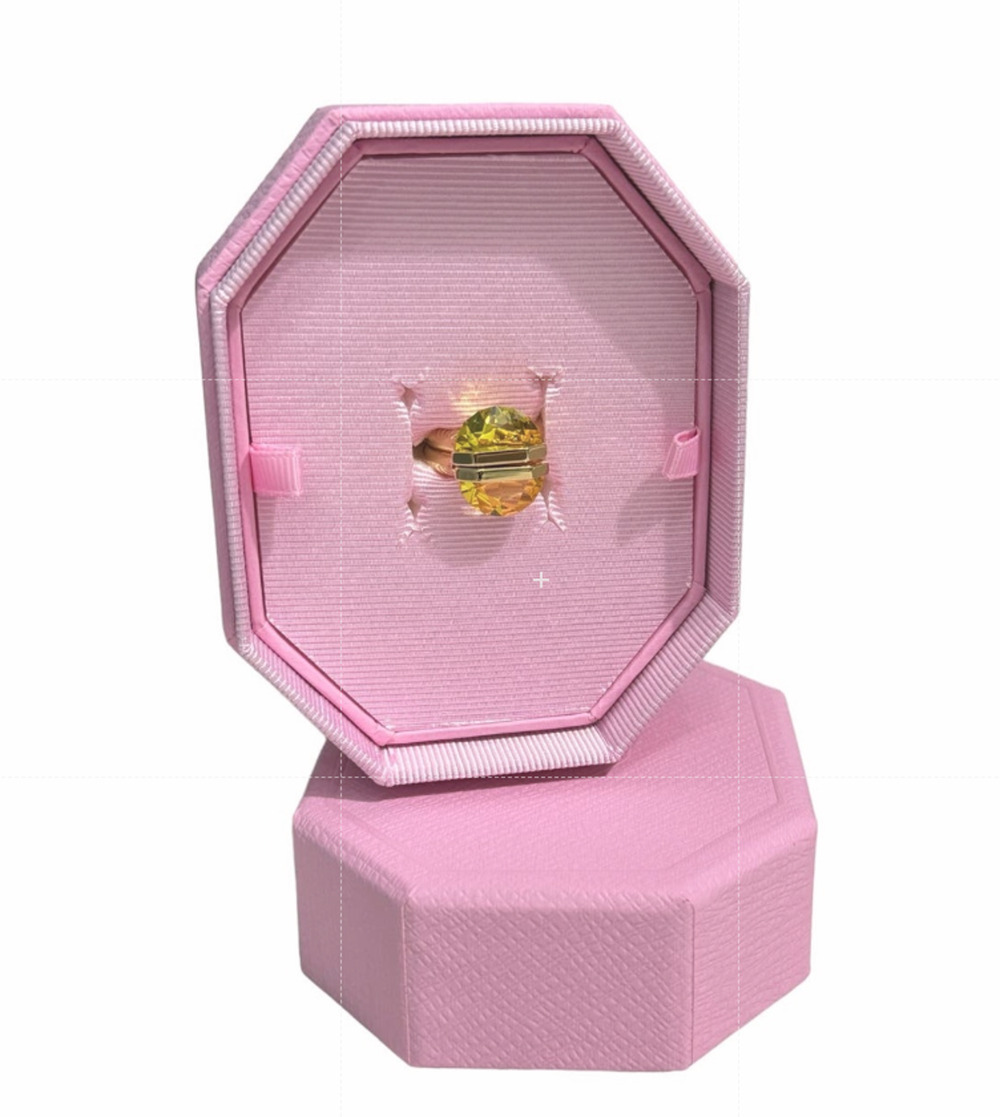 Swarovski Lucent ring Magnetic closure, Yellow, Gold-tone plated size 50/5